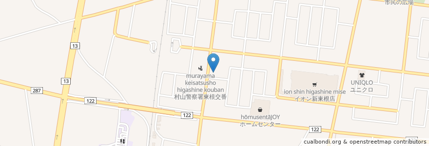 Mapa de ubicacion de とん八 さくらんぼ東根駅前店 en 日本, 山形県, 東根市.