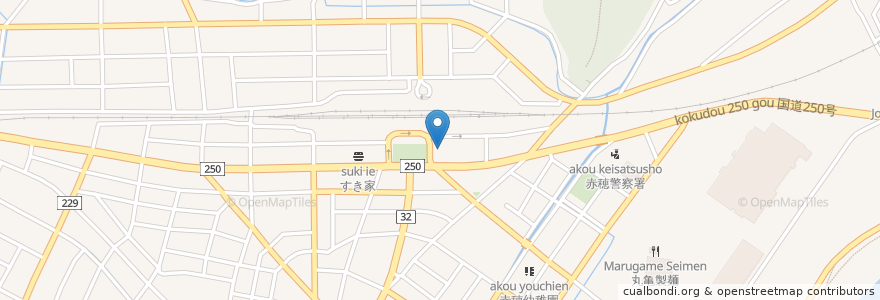Mapa de ubicacion de 浜焼き・餃子酒場　こだわりや 播州赤穂駅前店 en Japan, Präfektur Hyōgo, 赤穂市.