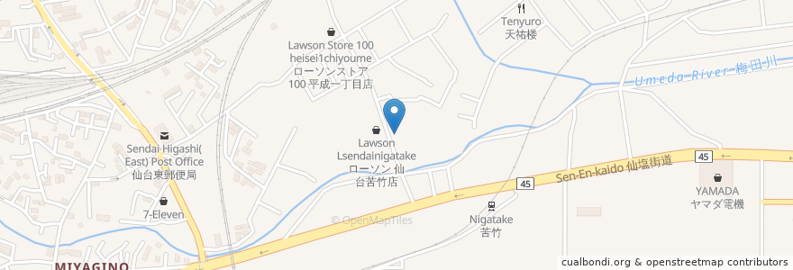 Mapa de ubicacion de 串焼き 廉 en Japan, Präfektur Miyagi, 仙台市, 宮城野区.