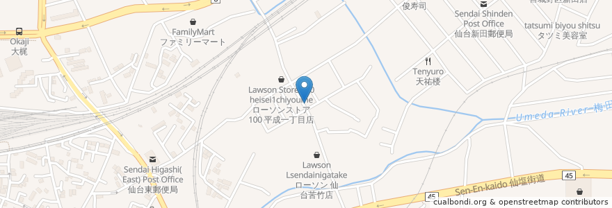 Mapa de ubicacion de マイクック en Japón, Prefectura De Miyagi, 仙台市, 宮城野区.
