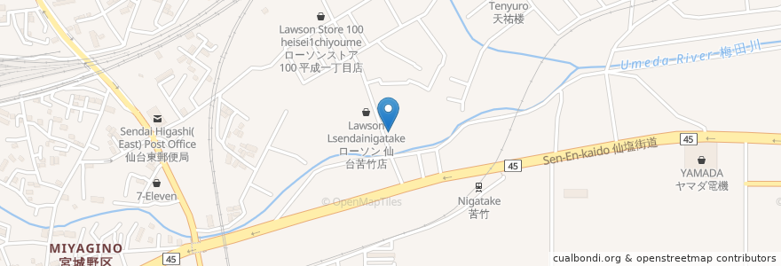 Mapa de ubicacion de ルカパチョーリ・カフェ en 日本, 宮城県, 仙台市, 宮城野区.