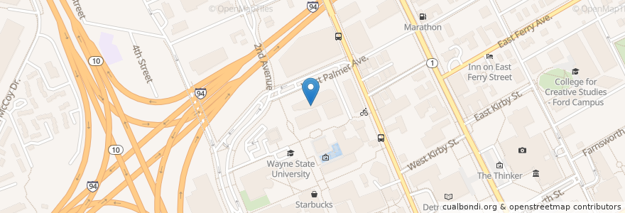 Mapa de ubicacion de Law School Drinking Fountain en 美利坚合众国/美利堅合眾國, 密歇根州, Wayne County, Detroit.