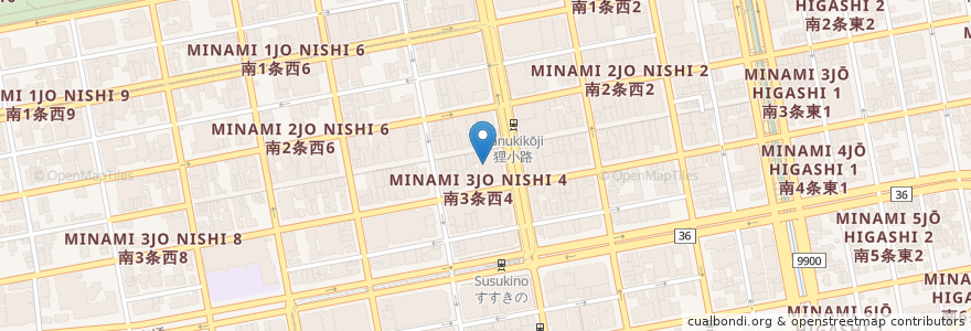 Mapa de ubicacion de 吉野家 en Япония, Хоккайдо, Округ Исикари, Саппоро, Тюо.