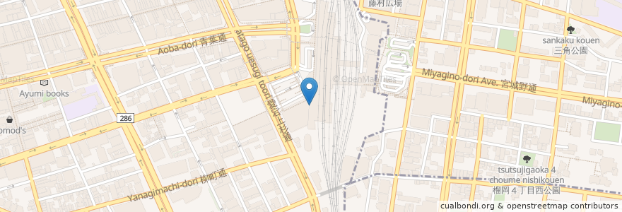Mapa de ubicacion de T's たんたん エスパル仙台店 en Japan, Präfektur Miyagi, 仙台市, 青葉区.