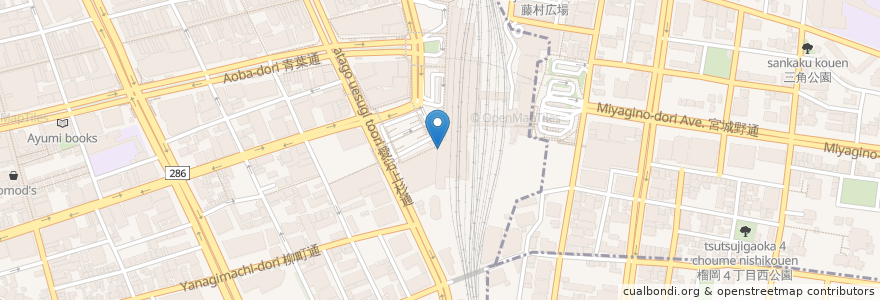 Mapa de ubicacion de Di Verde S-Pal仙台店 en Japonya, 宮城県, 仙台市, 青葉区.