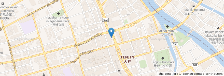 Mapa de ubicacion de 新三浦 天神店 en اليابان, محافظة فوكوكا, فوكوكا, 中央区.