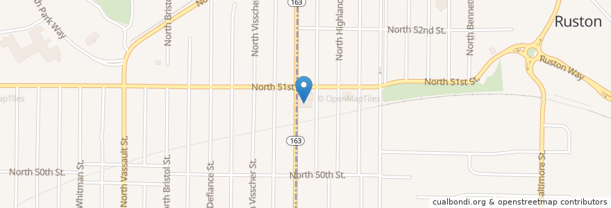 Mapa de ubicacion de Mitchell's Cafe & Catering en Verenigde Staten, Washington, Pierce County, Tacoma, Ruston.