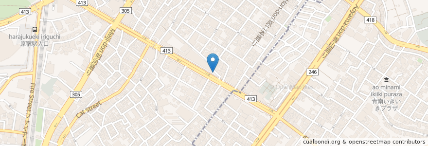 Mapa de ubicacion de 表参道ヒルズ公衆便所 en Japon, Tokyo, 渋谷区.