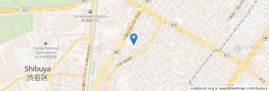 Mapa de ubicacion de Kevelos en 日本, 東京都, 渋谷区.