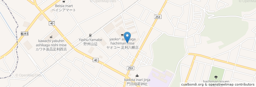 Mapa de ubicacion de マルエドラッグ八幡店 en Giappone, Prefettura Di Tochigi, 足利市.