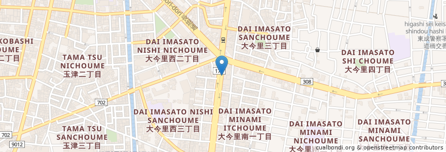 Mapa de ubicacion de 地下鉄今里駅自転車駐車場 en Japan, Präfektur Osaka, 大阪市, 東成区.