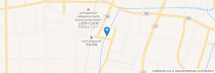 Mapa de ubicacion de 秋葉医院 en 日本, 山形県, 東村山郡, 中山町.