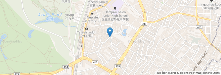 Mapa de ubicacion de Santa Monica crepes en Japão, Tóquio, 渋谷区.