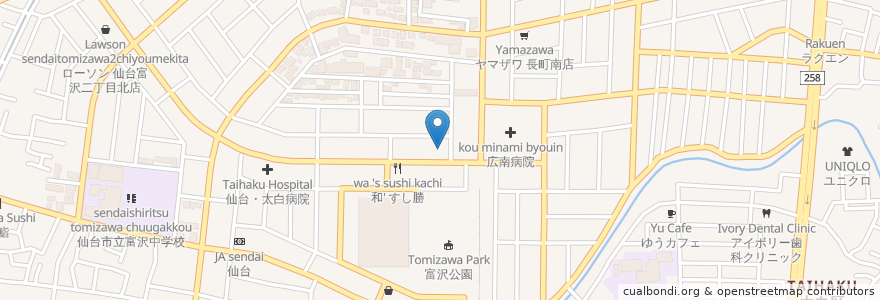 Mapa de ubicacion de アイボリー歯科クリニック en 日本, 宫城县, 仙台市, 太白区.