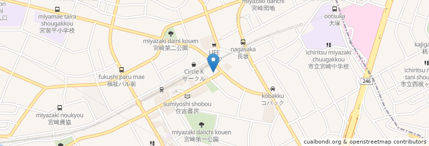 Mapa de ubicacion de 坂本歯科クリニック en Japón, Prefectura De Kanagawa, Kawasaki, 宮前区.