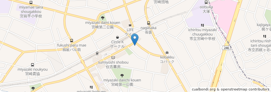 Mapa de ubicacion de ヤマハ音楽教室 en Japón, Prefectura De Kanagawa, Kawasaki, 宮前区.