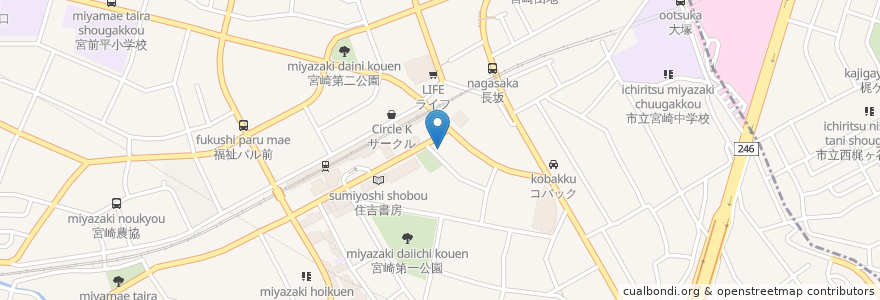 Mapa de ubicacion de 世田谷信用金庫 en 일본, 가나가와현, 川崎市, 宮前区.