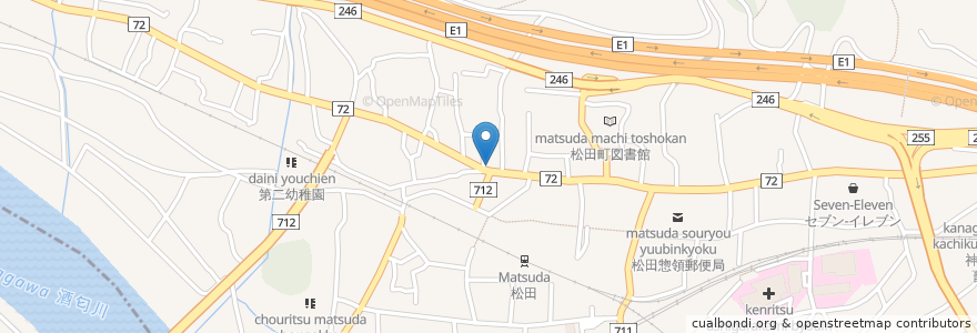 Mapa de ubicacion de たんぽぽ薬局 en 日本, 神奈川県, 足柄上郡, 松田町.
