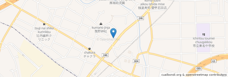 Mapa de ubicacion de モスバーガー en Japonya, 神奈川県, 厚木市.