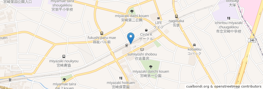 Mapa de ubicacion de Mister Donut en Japan, Kanagawa Prefecture, Kawasaki, Miyamae Ward.