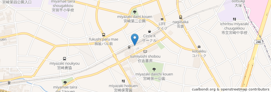 Mapa de ubicacion de ケンタッキーフライドチキン en 日本, 神奈川縣, 川崎市, 宮前区.