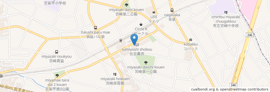 Mapa de ubicacion de 湘南ゼミナール en 日本, 神奈川県, 川崎市, 宮前区.