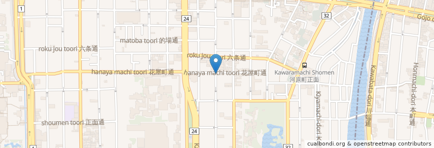 Mapa de ubicacion de 草の所 en اليابان, 京都府, 京都市, 下京区.