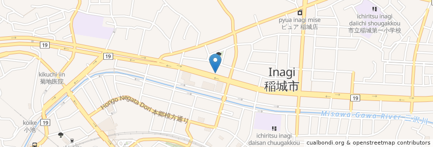 Mapa de ubicacion de オヤマ歯科クリニック en Japan, 東京都, 稲城市.
