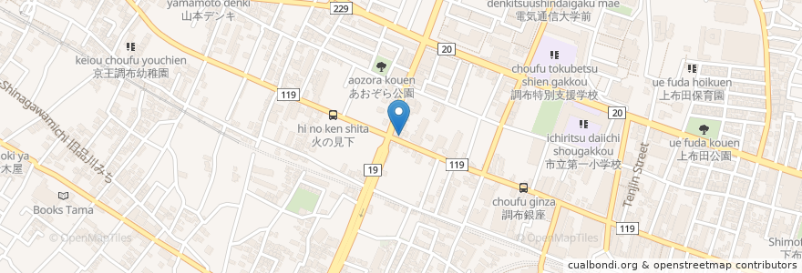 Mapa de ubicacion de 川口調剤薬局 en Japão, Tóquio, 調布市.
