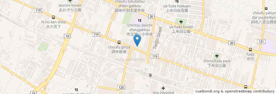 Mapa de ubicacion de ふじた矯正歯科クリニック en Japonya, 東京都, 調布市.