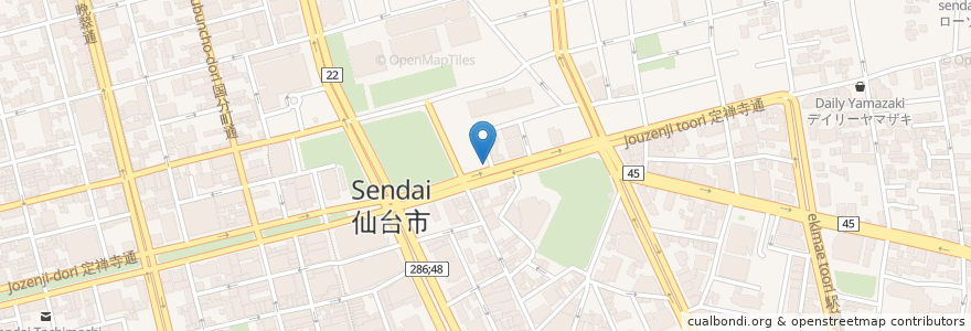 Mapa de ubicacion de カツカレー丁屋 en Japão, 宮城県, 仙台市, 青葉区.