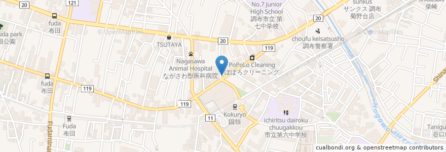 Mapa de ubicacion de 国領薬局 en Japonya, 東京都, 調布市.