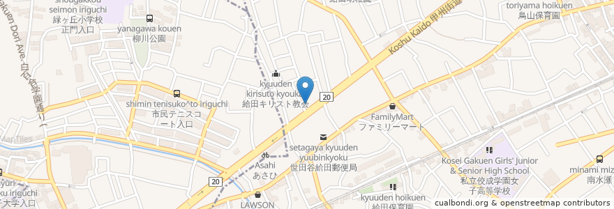 Mapa de ubicacion de 山田動物病院 en ژاپن, 東京都, 世田谷区.