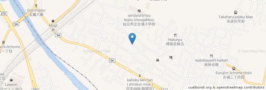 Mapa de ubicacion de ちびっこひろば保育園 en اليابان, 宮城県, 仙台市, 若林区.