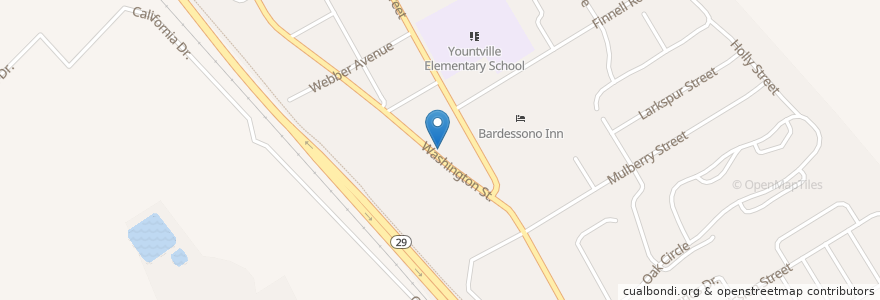 Mapa de ubicacion de Bouchon Bakery en 미국, 캘리포니아주, Napa County, Yountville.