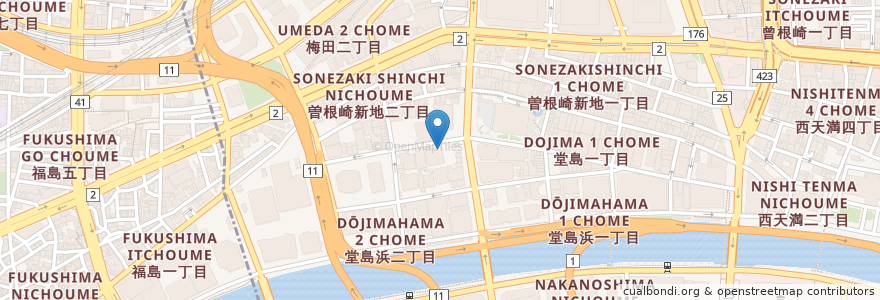 Mapa de ubicacion de CORONA en 日本, 大阪府, 大阪市, 北区.