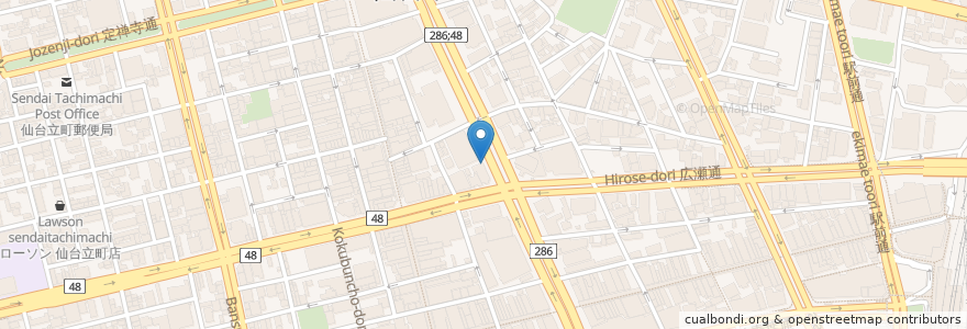 Mapa de ubicacion de 肴酒菜 たこ八 en Japan, 宮城県, 仙台市, 青葉区.