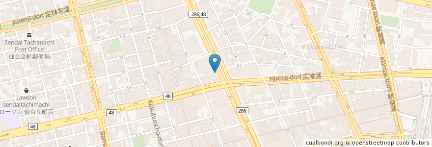 Mapa de ubicacion de うさぎや en 日本, 宮城県, 仙台市, 青葉区.