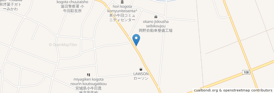 Mapa de ubicacion de 山の神調剤薬局 en Japan, 宮城県, 遠田郡, 美里町.
