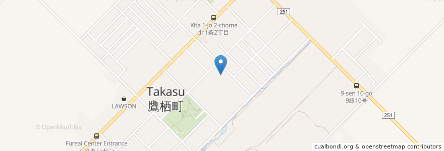 Mapa de ubicacion de サンホールはぴねす en Japan, Präfektur Hokkaido, 上川総合振興局, 上川郡(石狩国), 鷹栖町.