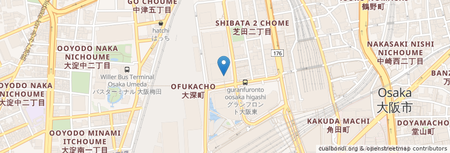 Mapa de ubicacion de BBQ33 en Japan, Präfektur Osaka, 大阪市, 北区.