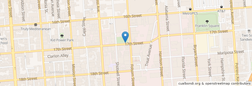 Mapa de ubicacion de 17th & Folsom Street Park en Estados Unidos Da América, Califórnia, São Francisco, São Francisco.