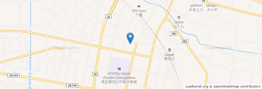 Mapa de ubicacion de 柳生食堂 en Japão, 山形県, 寒河江市.