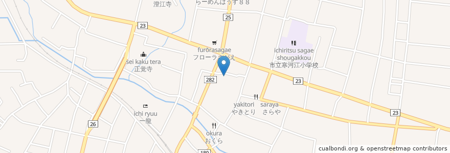 Mapa de ubicacion de やまがた地鶏ゑびす en 일본, 야마가타현, 寒河江市.