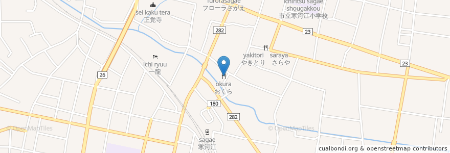 Mapa de ubicacion de 北京飯店 en اليابان, 山形県, 寒河江市.