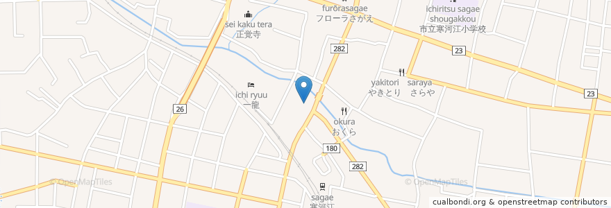Mapa de ubicacion de ナイトスポットTarento en Giappone, Prefettura Di Yamagata, 寒河江市.