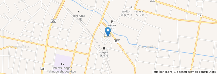 Mapa de ubicacion de 麺茶屋 薫風 en Japan, Präfektur Yamagata, 寒河江市.