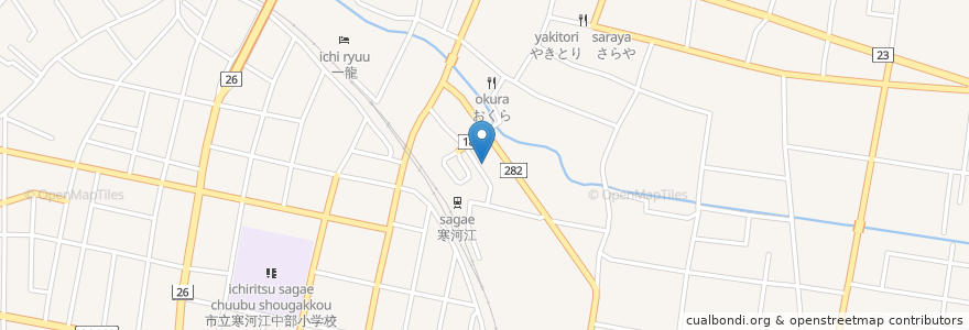Mapa de ubicacion de 焼肉ムサシ en Japonya, 山形県, 寒河江市.