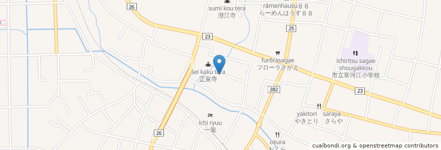 Mapa de ubicacion de 以速寺 en 일본, 야마가타현, 寒河江市.