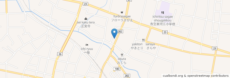 Mapa de ubicacion de 魚民 寒河江店 en 일본, 야마가타현, 寒河江市.
